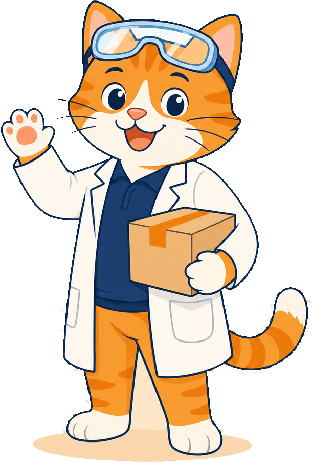 ECAI LABO のマスコット（猫の研究員）